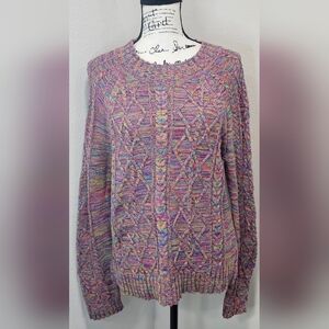 Gap Multicolor Cable Knit Sweater Crew Neck Size Medium Tall